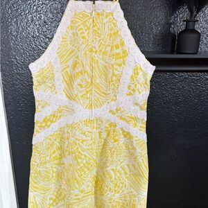 Lilly Pulitzer Backless Yellow and White Dress